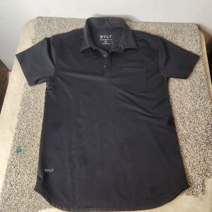 BYLT Polo Shirt Size Medium Black Performance Short Sleeve Golfing Premium Logo